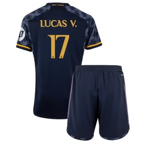 Real Madrid Lucas Vazquez #17 Gostujuci Dres za Dječji 2023-24 Kratak Rukavima (+ kratke hlače)